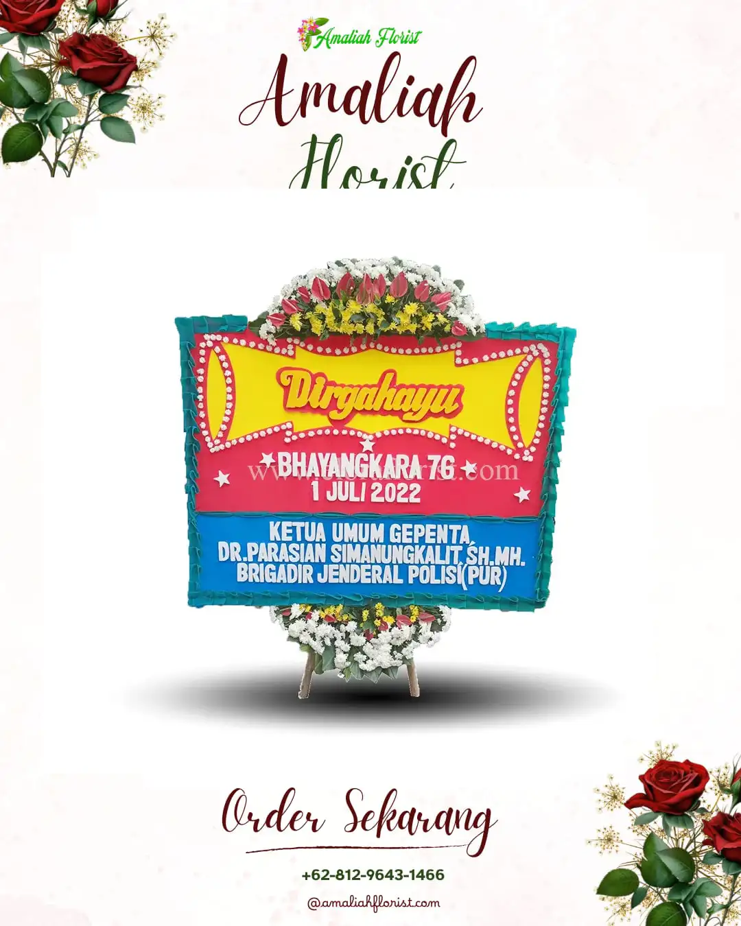 Papan Bunga HUT Ulang Tahun Tanah Datar